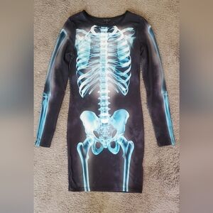 💚5/$25 Top Shop X Ray Skeleton Print Long Sleeve Bodycon Stretchy Dress